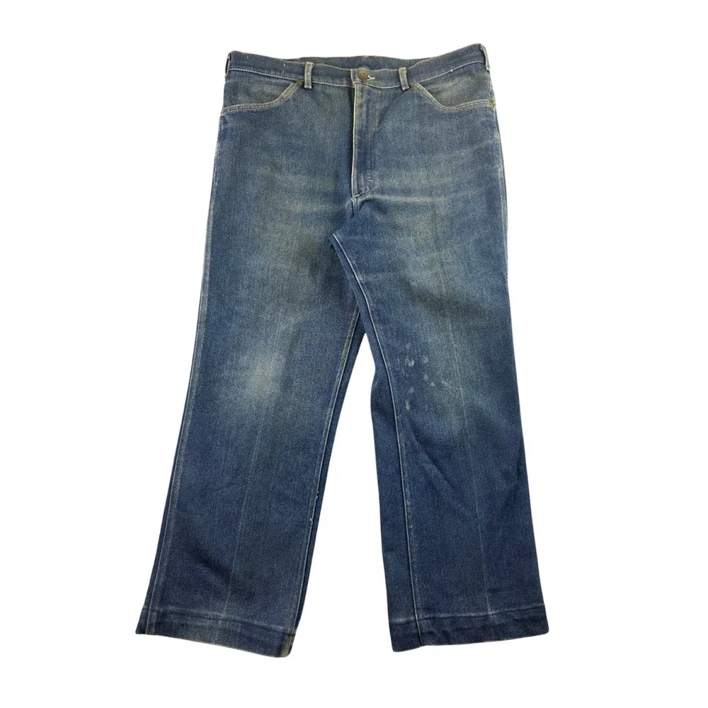 Vintage Lee 205 Jeans Men 38x32 Blue Straight Leg‎ Denim USA Made Workwear 80s